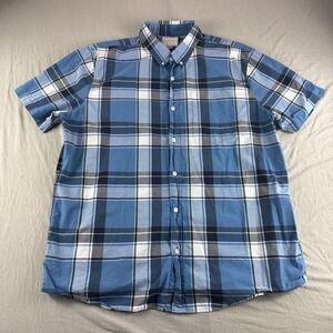 American Eagle Shirt Mens XXL Blue Plaid Short Sleeve Button Up Preppy Casual